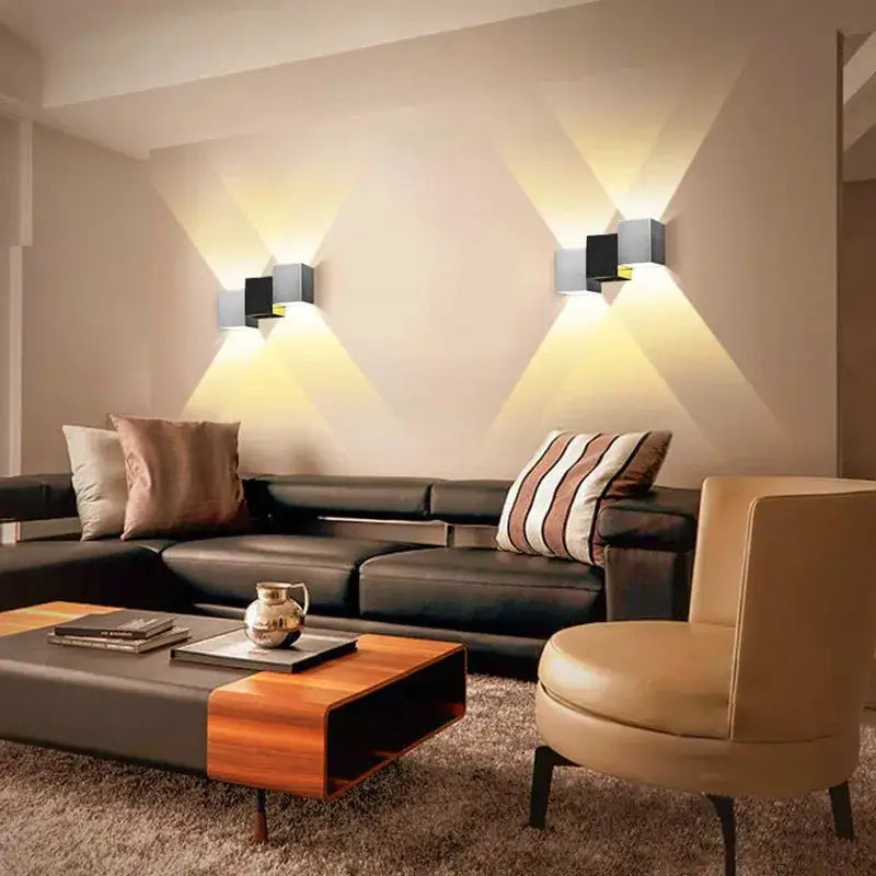 Modern black & silver geometric aluminum led wall lamp bedroom light