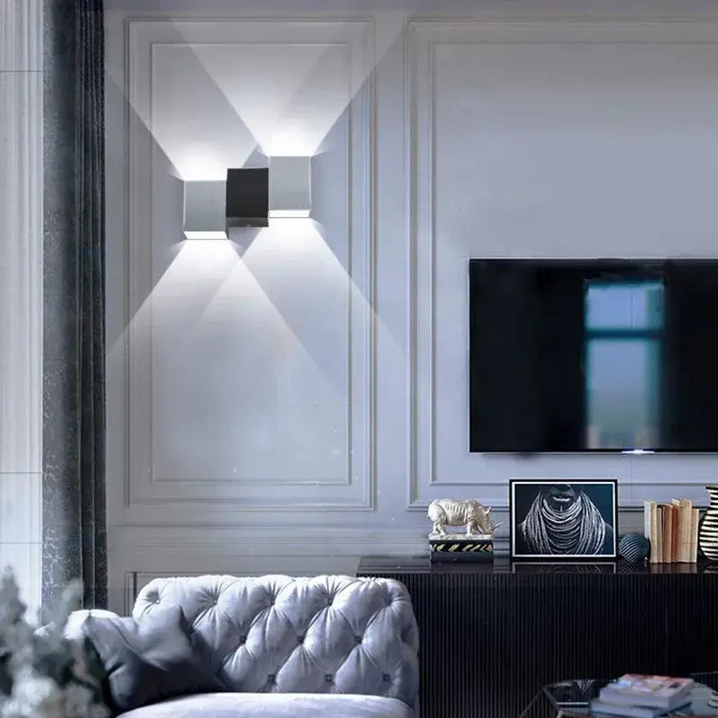 Modern black & silver geometric aluminum led wall lamp bedroom light