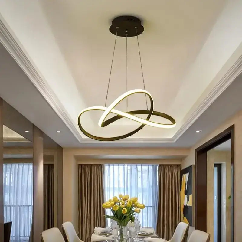 Modern black & white aluminum line pendant light for dining rooms