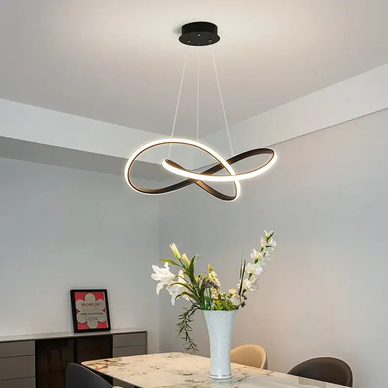 Modern black & white aluminum line pendant light for dining rooms