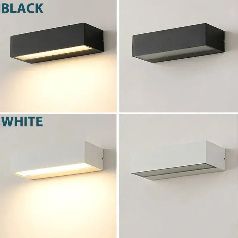 Modern black rectangular outdoor wall sconces – patio warm light