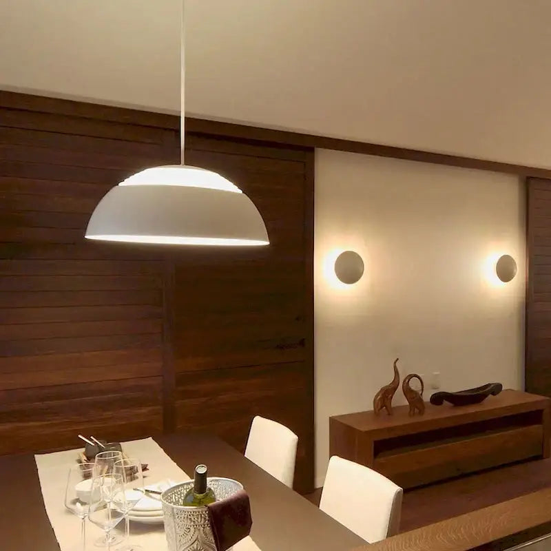 Minimalist white dome aluminum pendant lamp for dining room kitchen