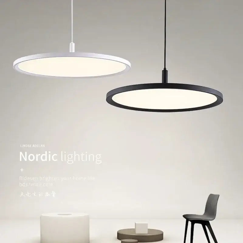 Minimalist black & white aluminum pendant light dining room led ring