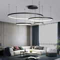 Modern black aluminum rings led pendant light dining room