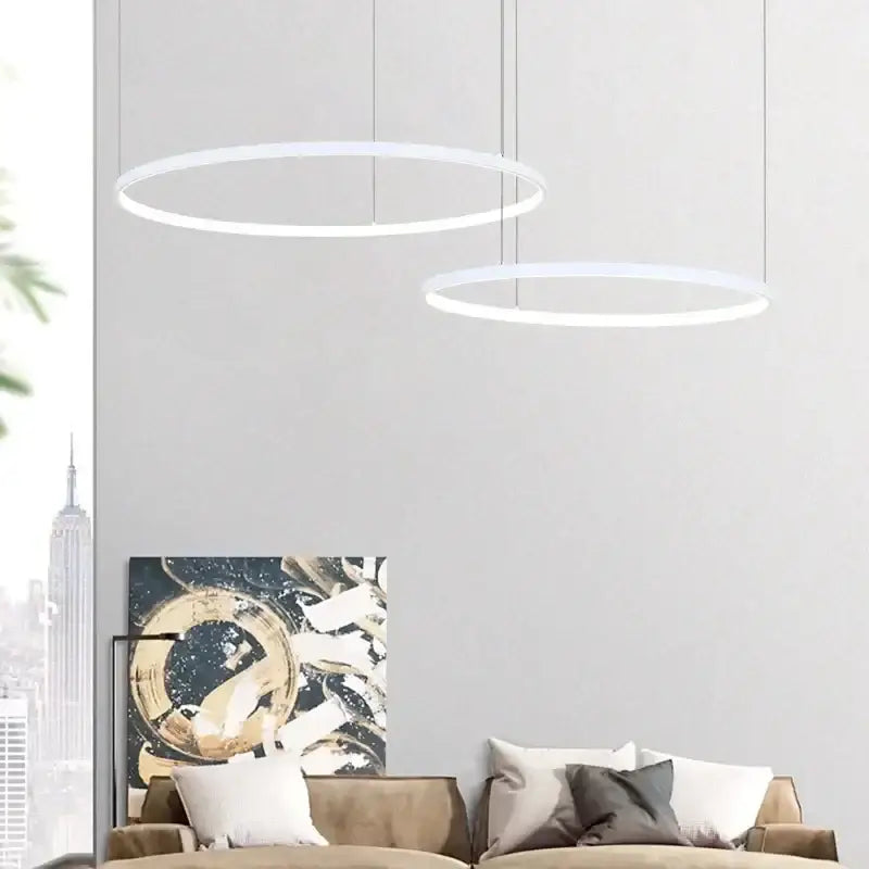 Modern black aluminum rings led pendant light dining room