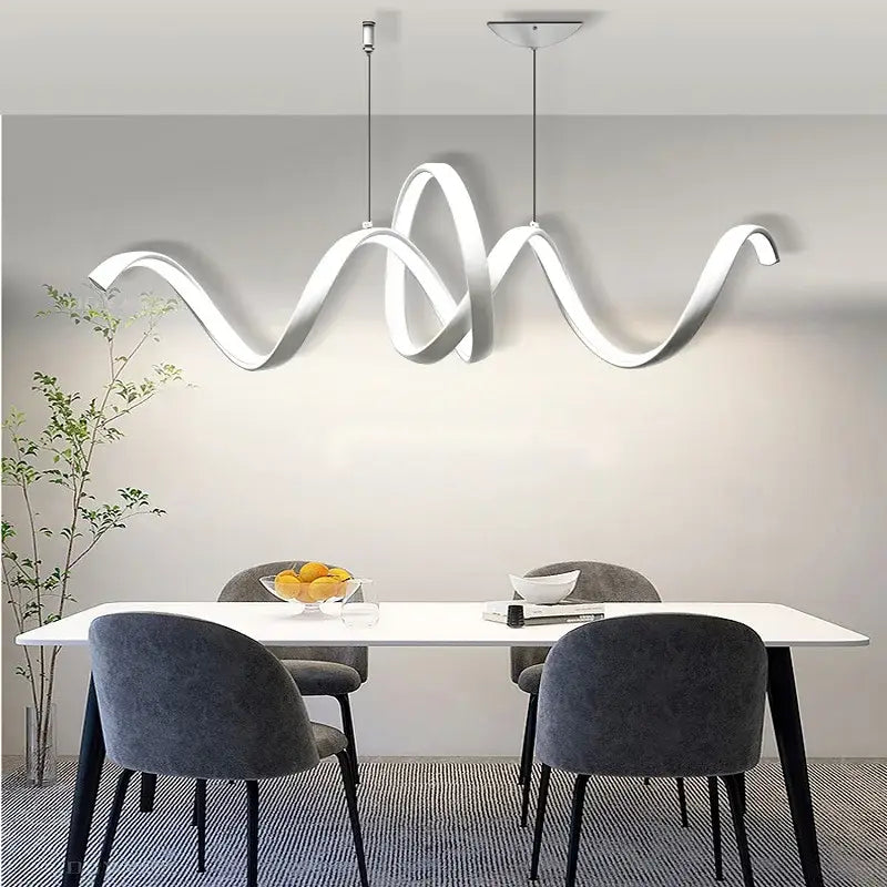 Modern white s-shaped pendant lamp for dining room kitchen island