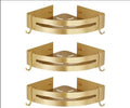 Brushed gold two tier aluminum shower shelf bathroom corner rack