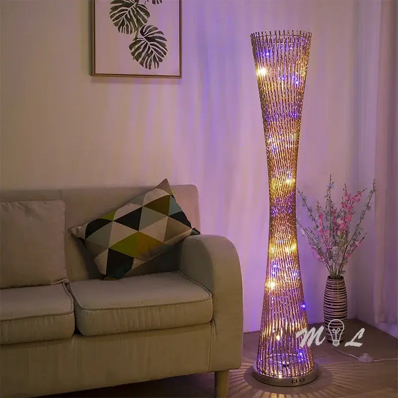 Modern silver aluminum tower floor lamp living room led light