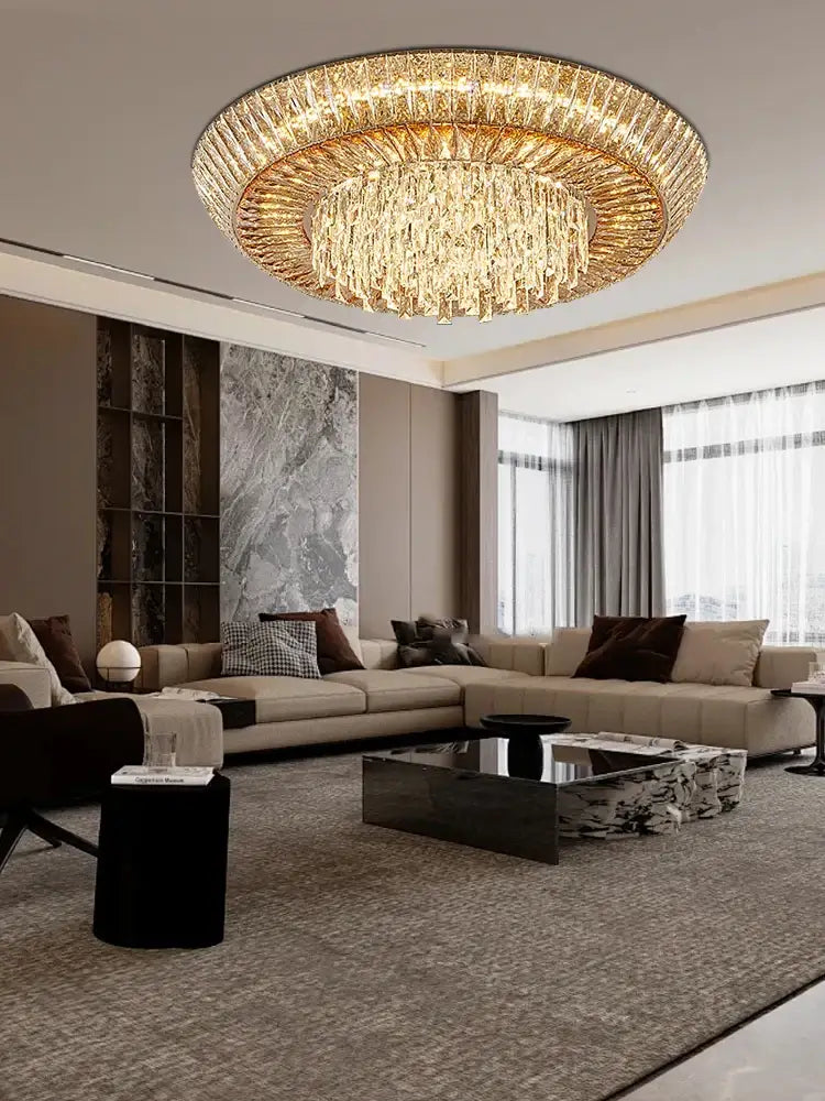 Modern amber crystal led ceiling light living room chandelier