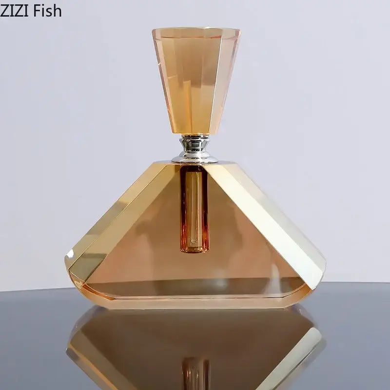 Elegant faceted amber crystal perfume bottle bedroom decor