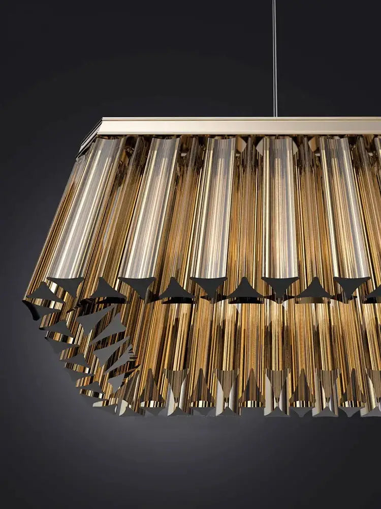 Modern bronze amber glass ceiling chandelier for dining room