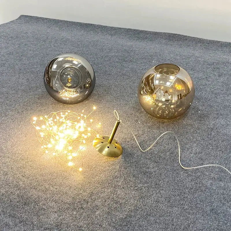 Modern amber glass chandelier – dining room string light pendant