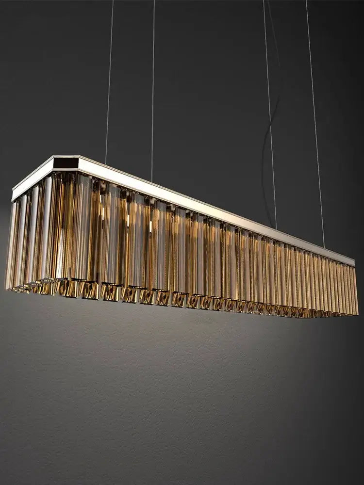 Modern gold amber glass chandelier for dining room
