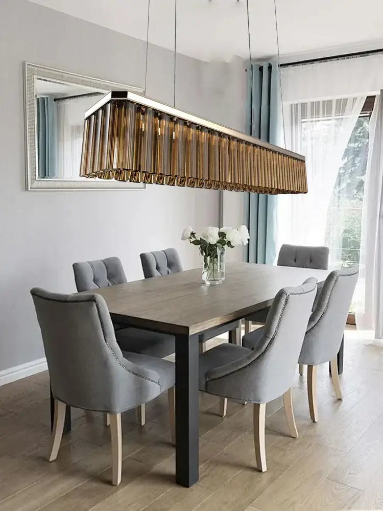Modern gold amber glass chandelier for dining room