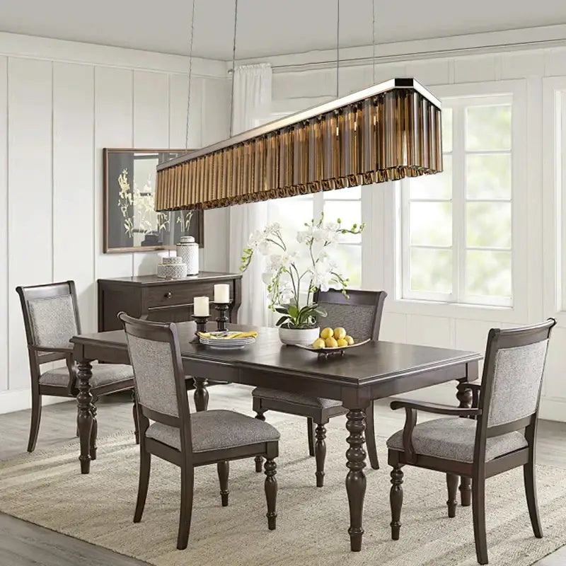 Modern gold amber glass chandelier for dining room