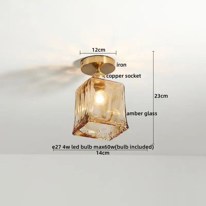 Modern amber glass led ceiling lights dining room pendant