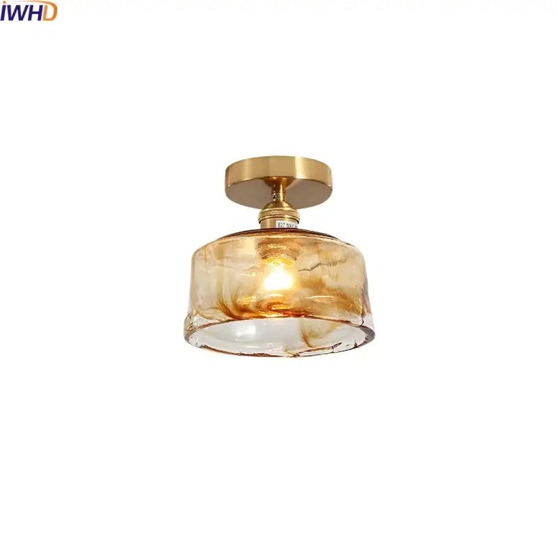 Modern amber glass led ceiling lights dining room pendant