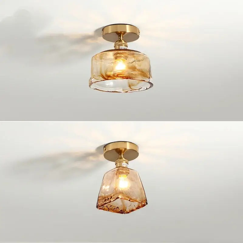 Modern amber glass led ceiling lights dining room pendant