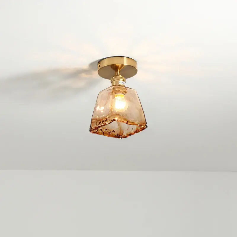 Modern amber glass led ceiling lights dining room pendant