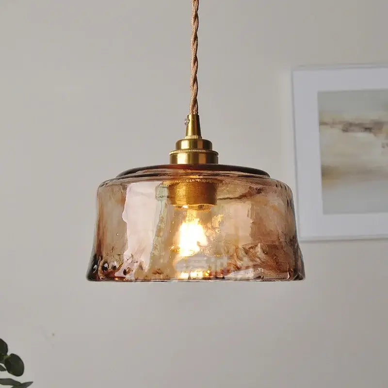 Amber textured glass led pendant lamp for kitchen and dining room