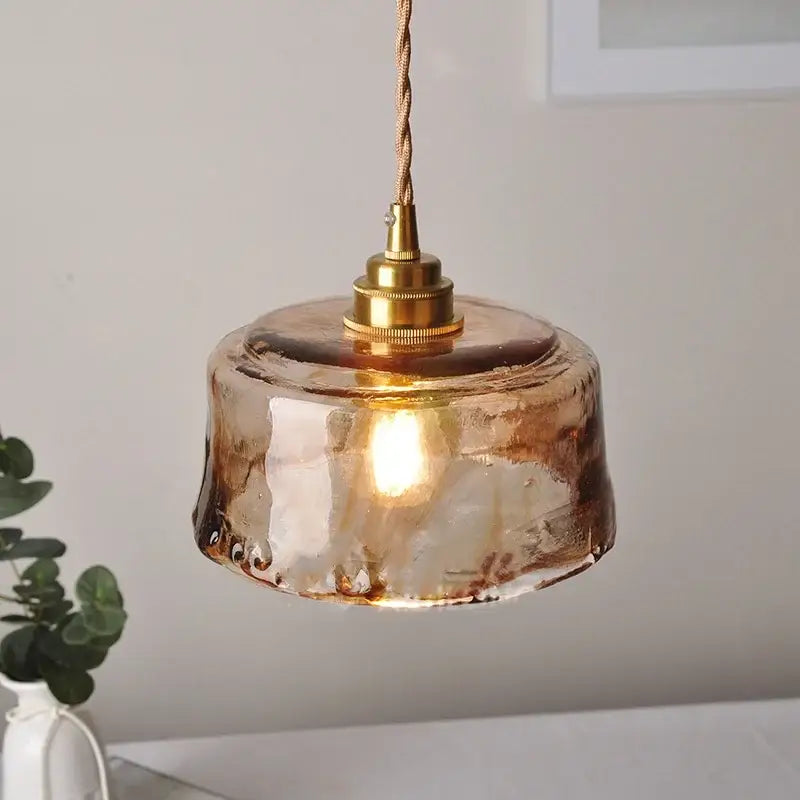 Amber textured glass led pendant lamp for kitchen and dining room