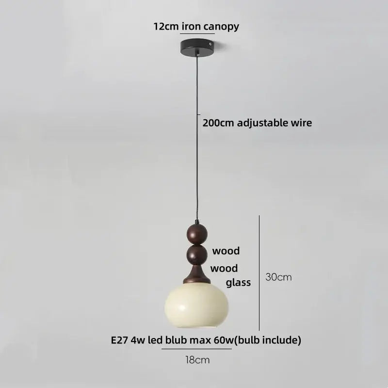 Rustic amber glass led pendant light – kitchen wood interior lighting