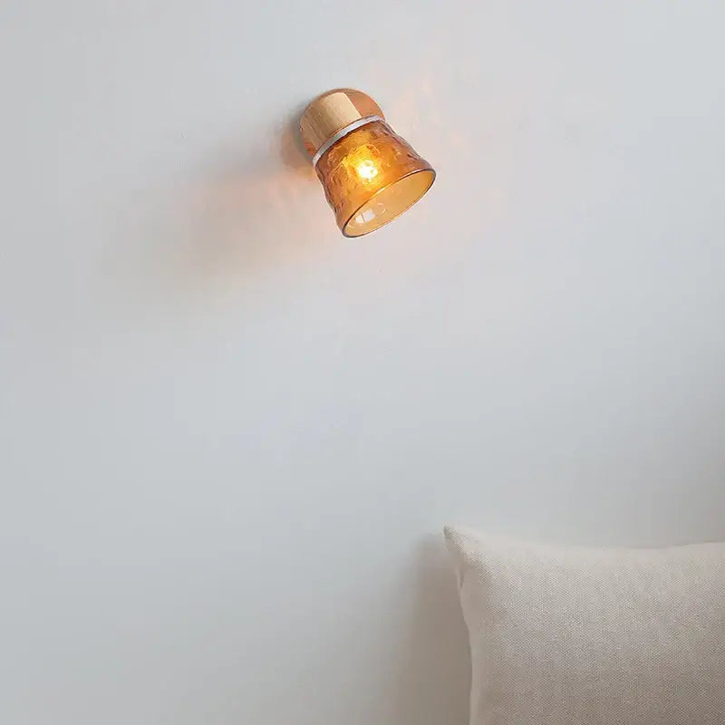 Modern amber glass led wall sconce wood stair light bedroom