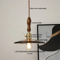 Modern amber glass pendant light with wood handle dining room