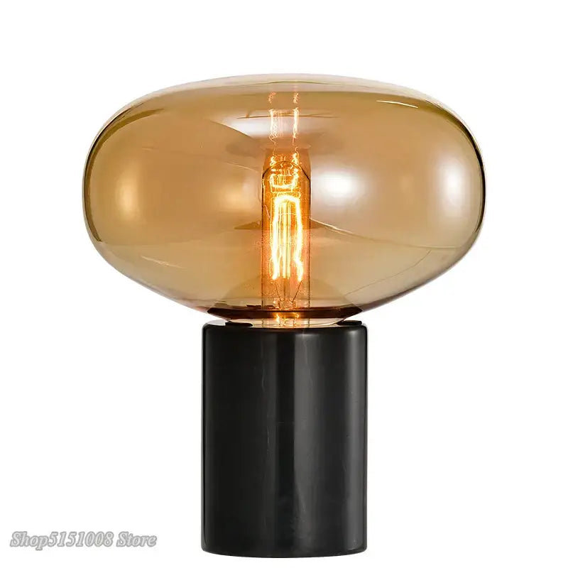 Modern smoky gray & amber glass table lamp living room light