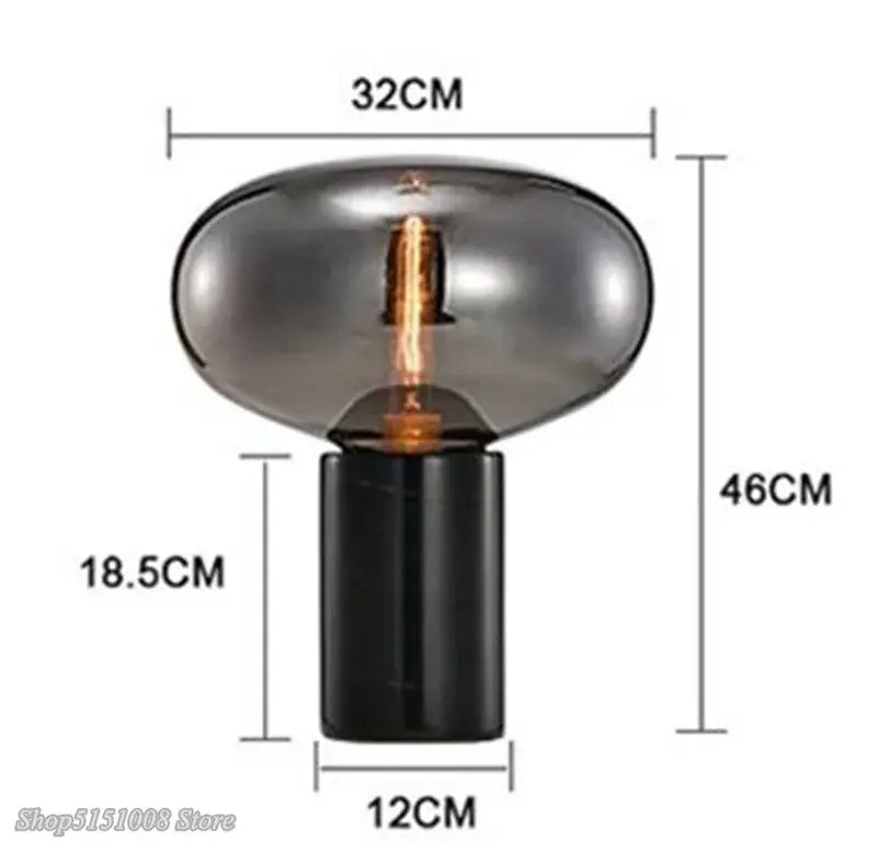 Modern smoky gray & amber glass table lamp living room light
