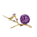 Amethyst flower ball bird sculpture gold office desk decor