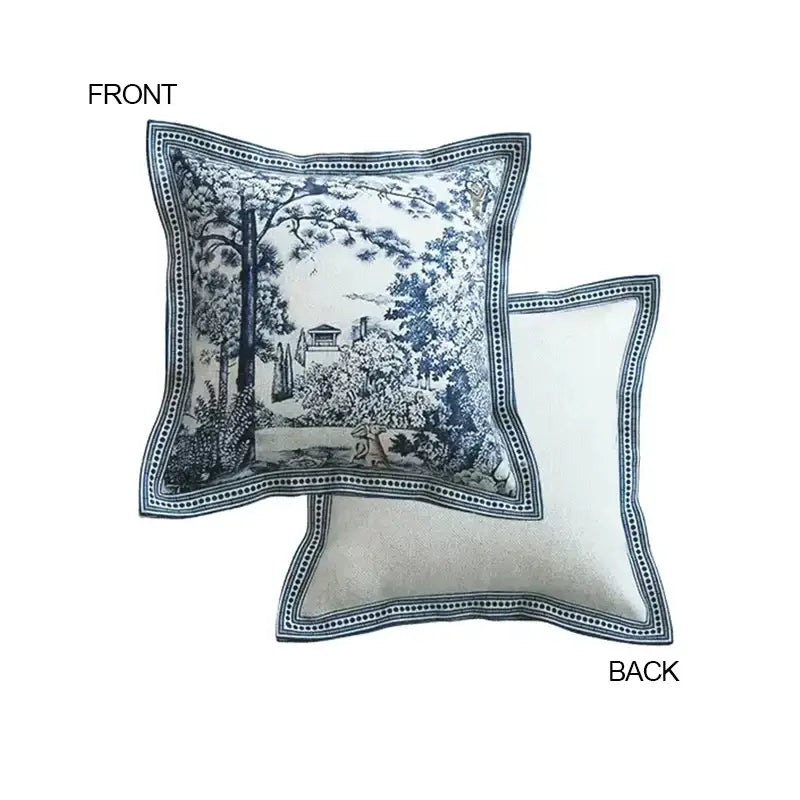 Ancient indigo jungle cushion covers blue & white living room pillow