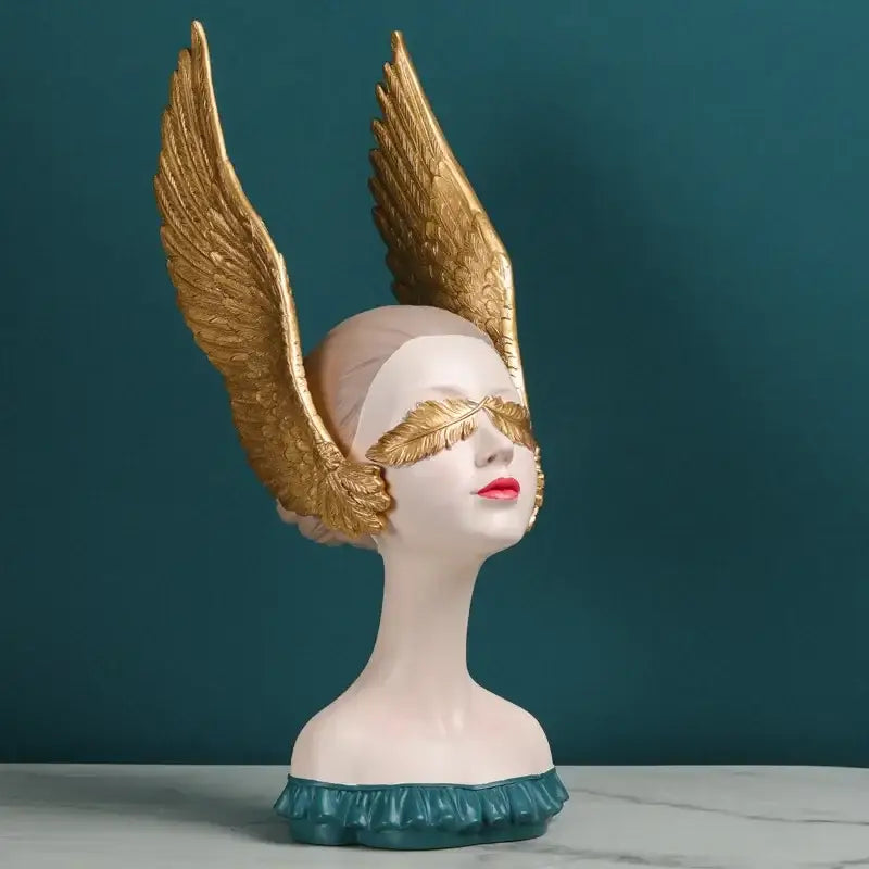 White and gold angel girl statue bedroom decor sculptures