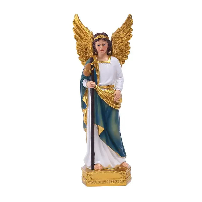 White and green angel god statue – living room religious decor