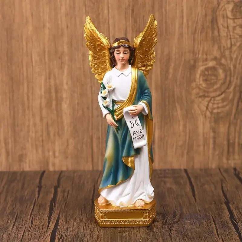 White and green angel god statue – living room religious decor
