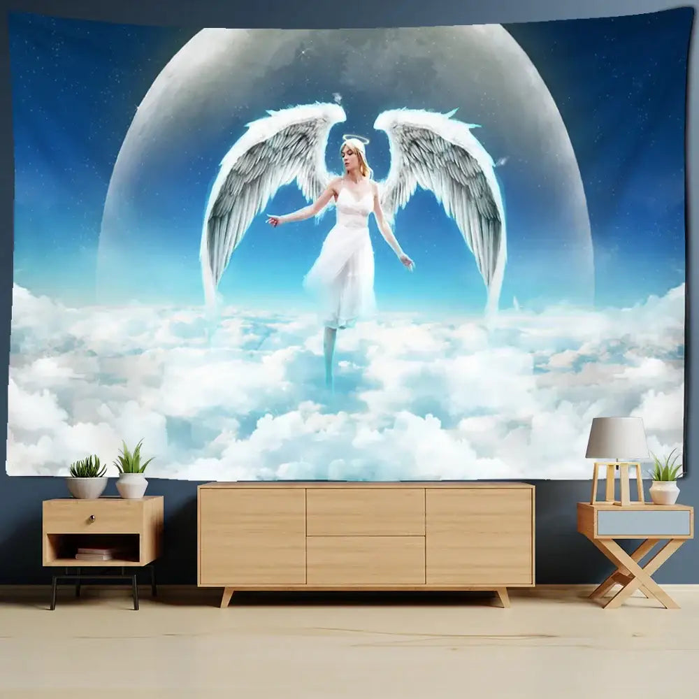 Bohemian angel blue moon tapestry wall hanging bedroom decor