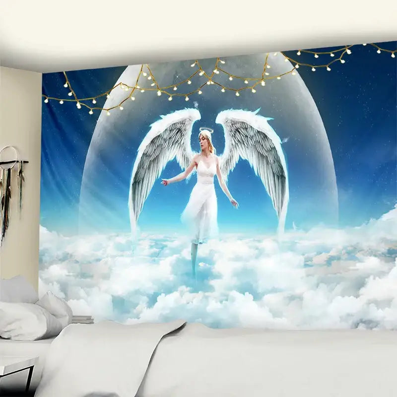 Bohemian angel blue moon tapestry wall hanging bedroom decor