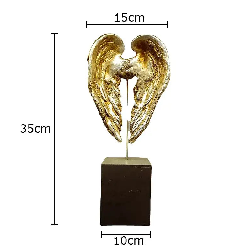 Golden angel wings sculpture desk ornament for living room