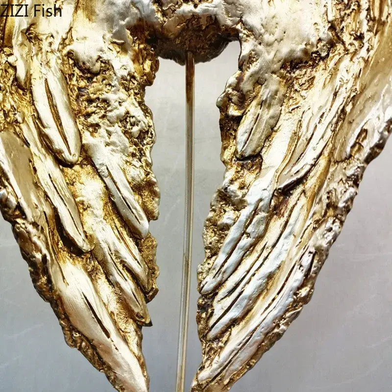 Golden angel wings sculpture desk ornament for living room