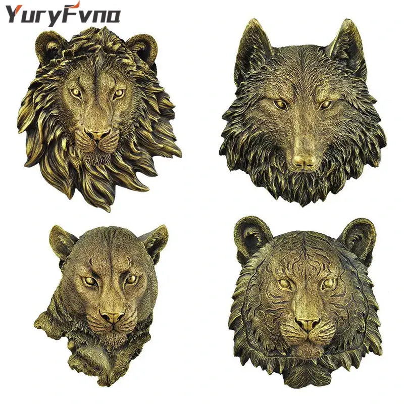 Bronze wildlife animal head wall hook rack living room decor