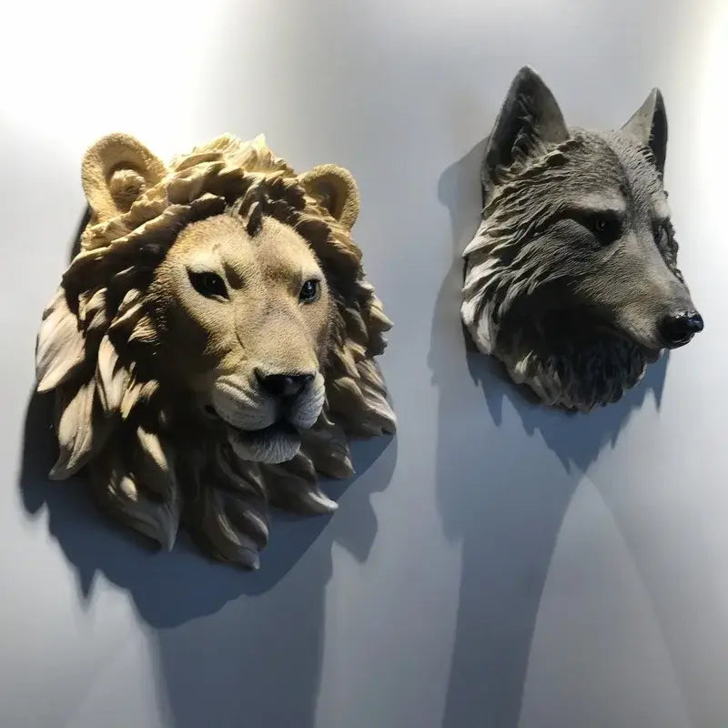 Bronze wildlife animal head wall hook rack living room decor