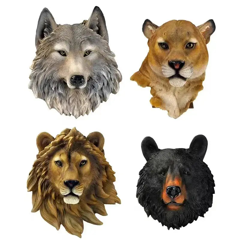 Bronze wildlife animal head wall hook rack living room decor