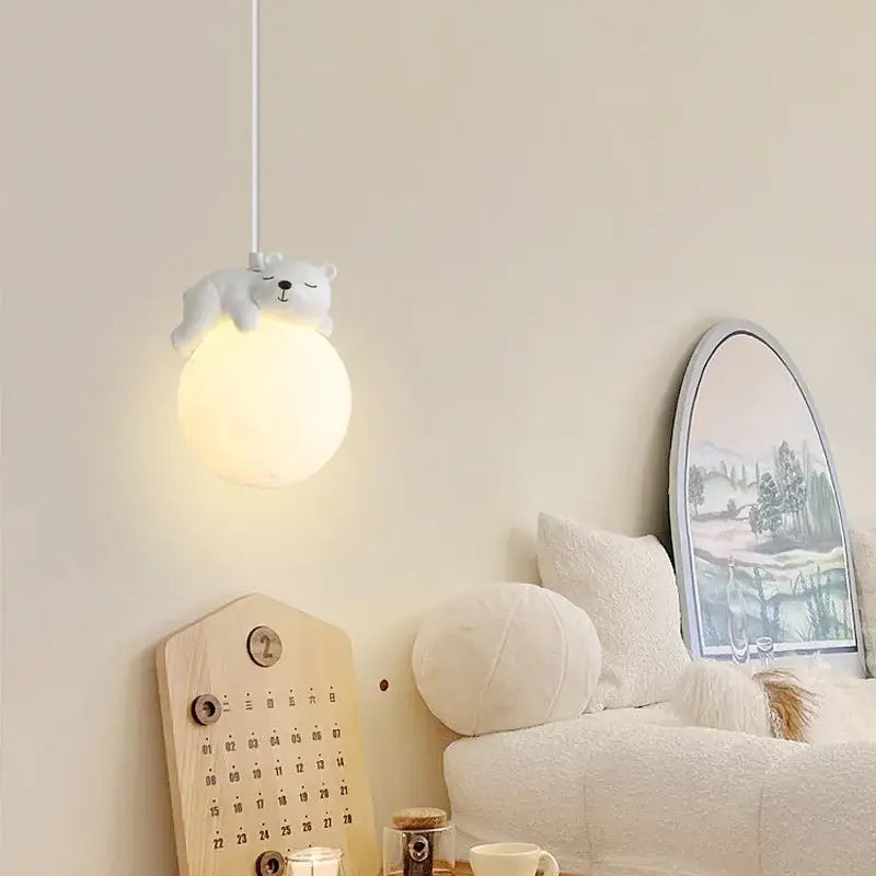 Gray animal resin pendant lamps for children's bedroom
