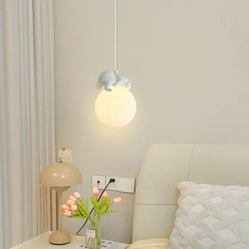 Gray animal resin pendant lamps for children's bedroom