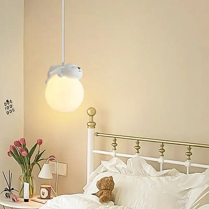 Gray animal resin pendant lamps for children's bedroom