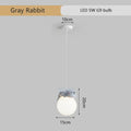 Gray animal resin pendant lamps for children's bedroom