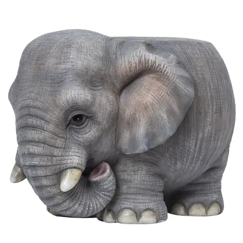 Gray elephant resin sculpture footstool seat living room decor