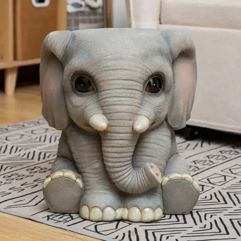 Gray elephant resin sculpture footstool seat living room decor