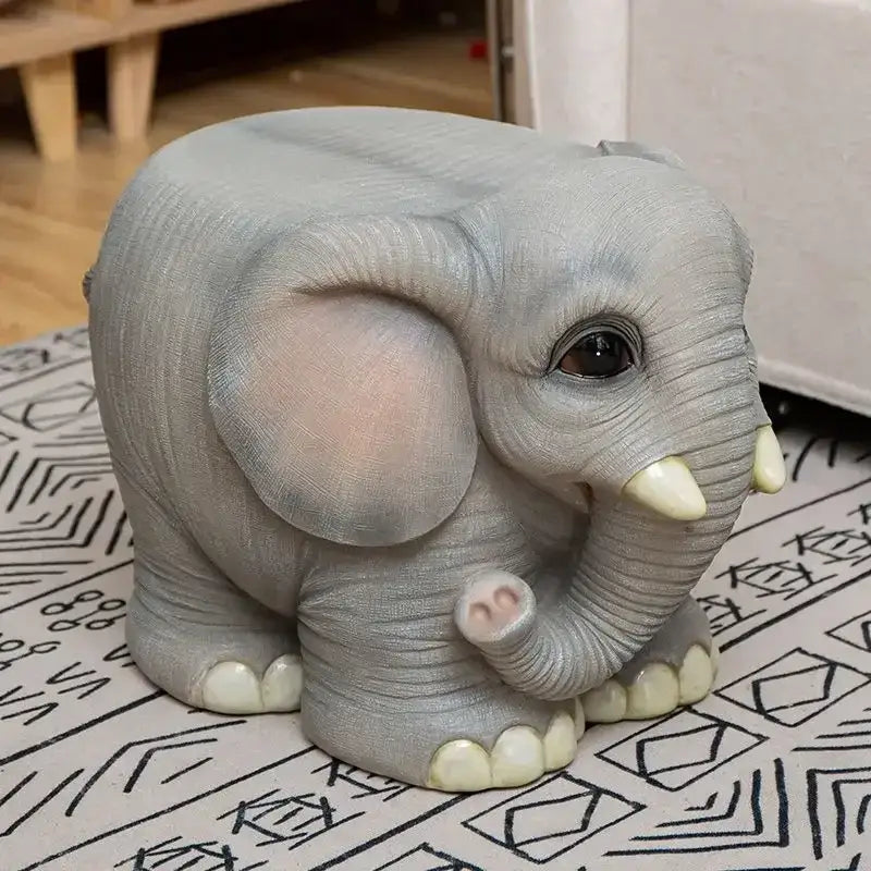 Gray elephant resin sculpture footstool seat living room decor