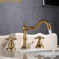 Antique brass basin mixer tap with cross handles bathroom faucet